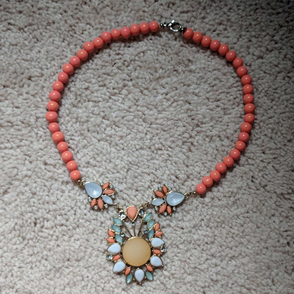 Coral Bead Statement Necklace